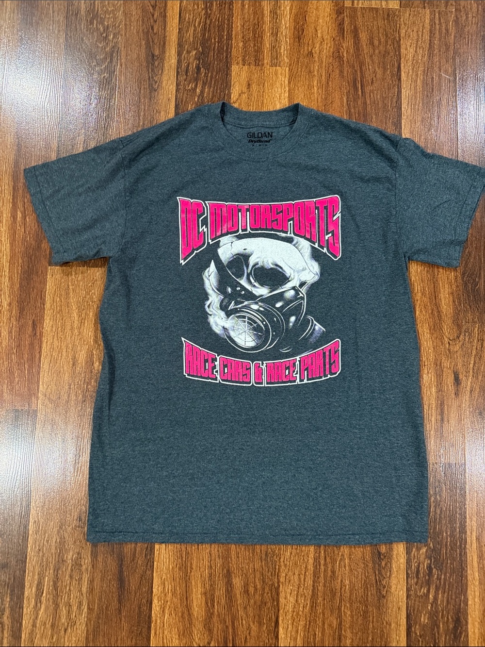 Gildan Dark Gray Graphic Tee with Pink DC Motorsports Print